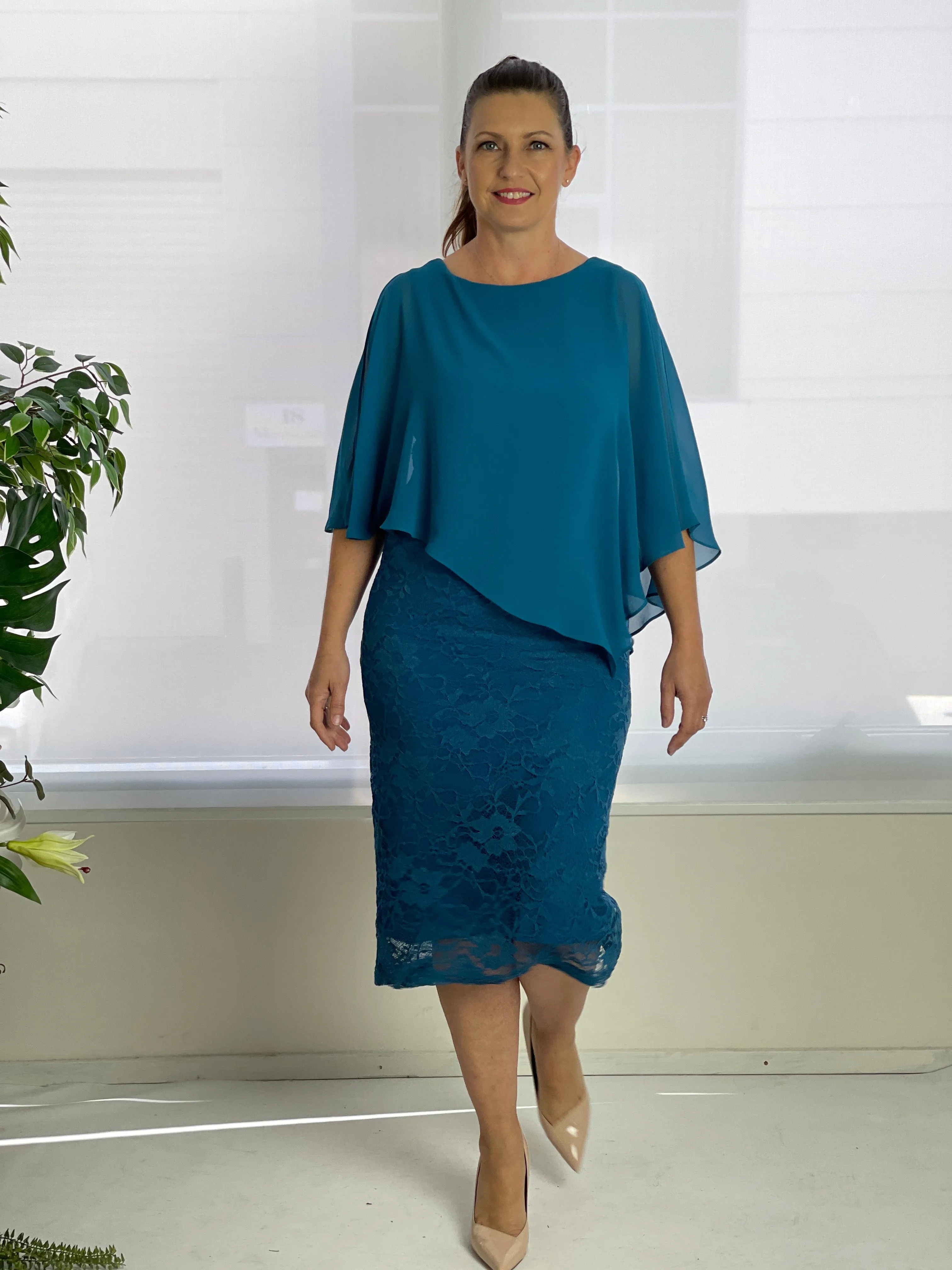 Geraldine Teal Lace Dress