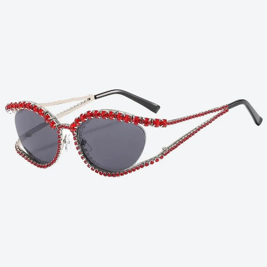 Glamorous Rhinestone-Embellished Cat-Eye Sunglasses