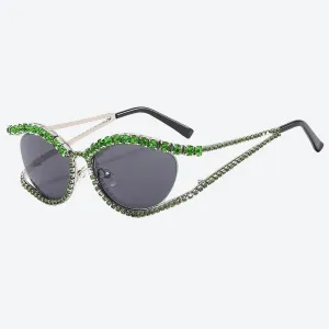 Glamorous Rhinestone-Embellished Cat-Eye Sunglasses