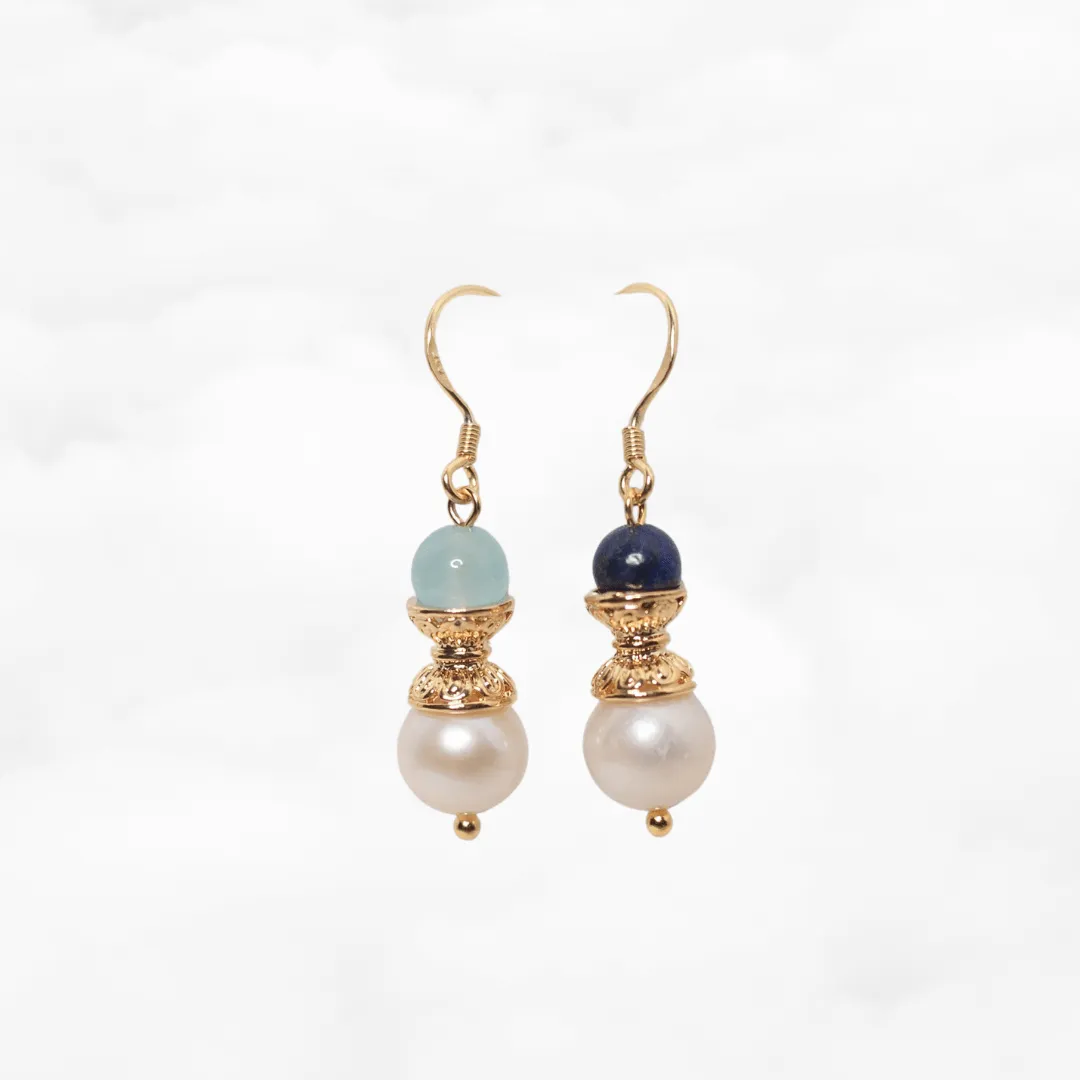 Gold Lotus Pearl Earrings