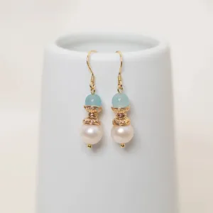Gold Lotus Pearl Earrings