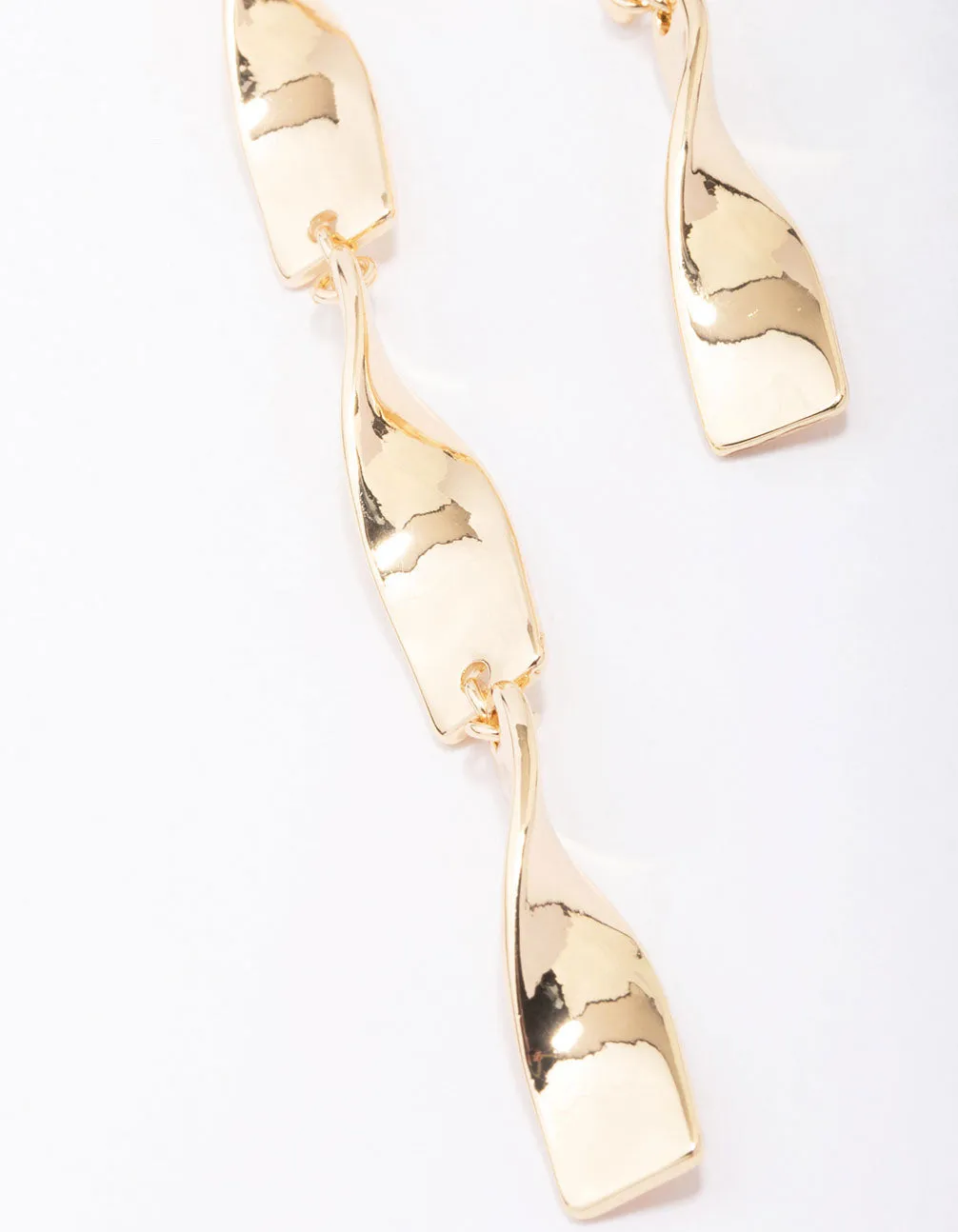 Gold Ribbon Curl Drop Earrings