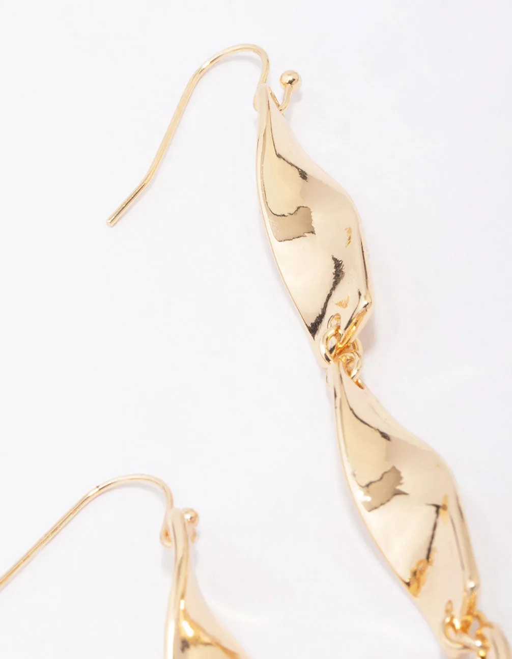 Gold Ribbon Curl Drop Earrings