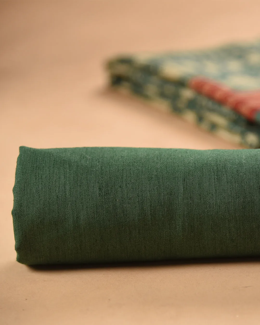 Green Cotton Silk Blend Printed Unstitched Suit Fabric Set With Cotton Silk Printed Dupatta