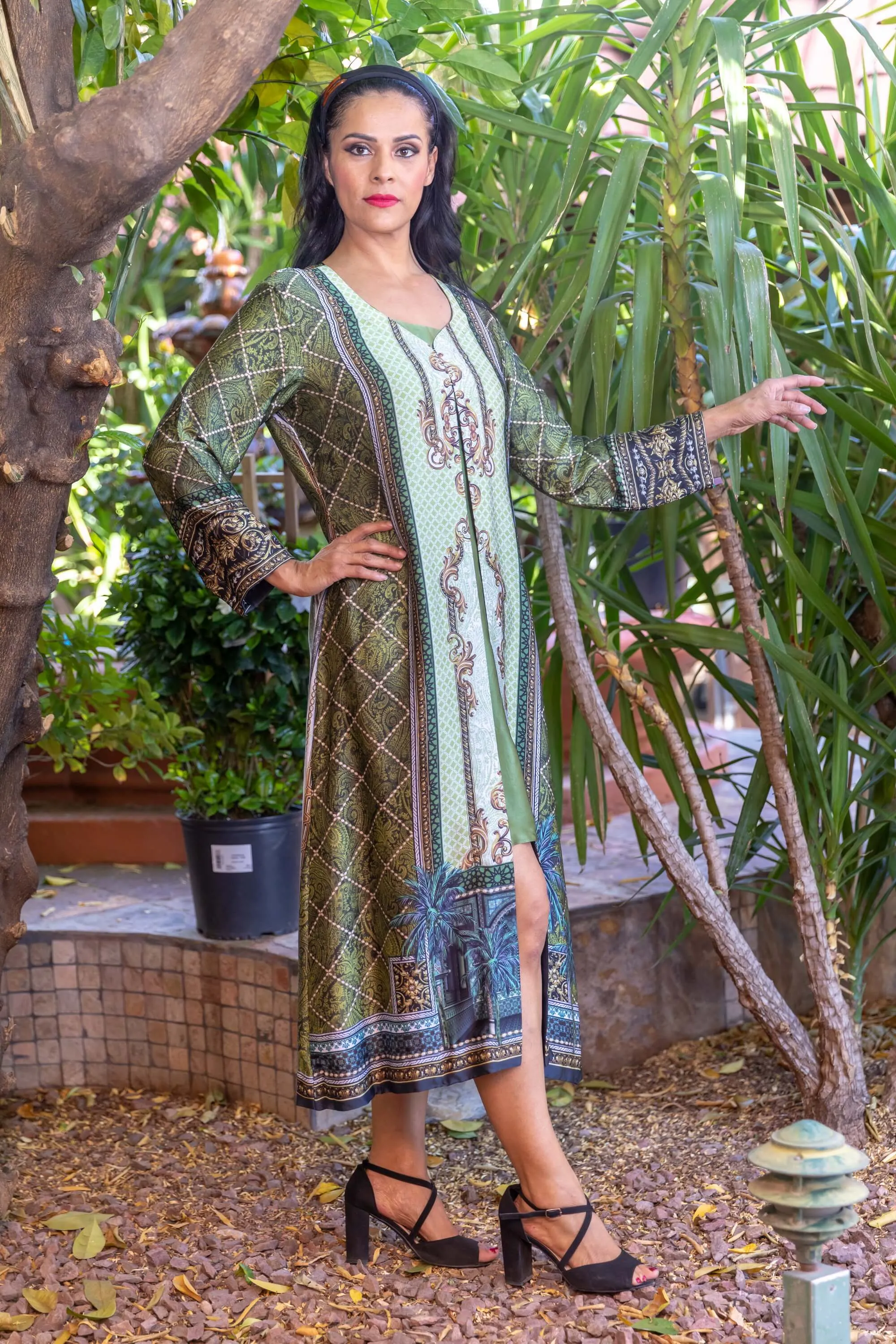 Green Silk Dress - Gul Ahmed
