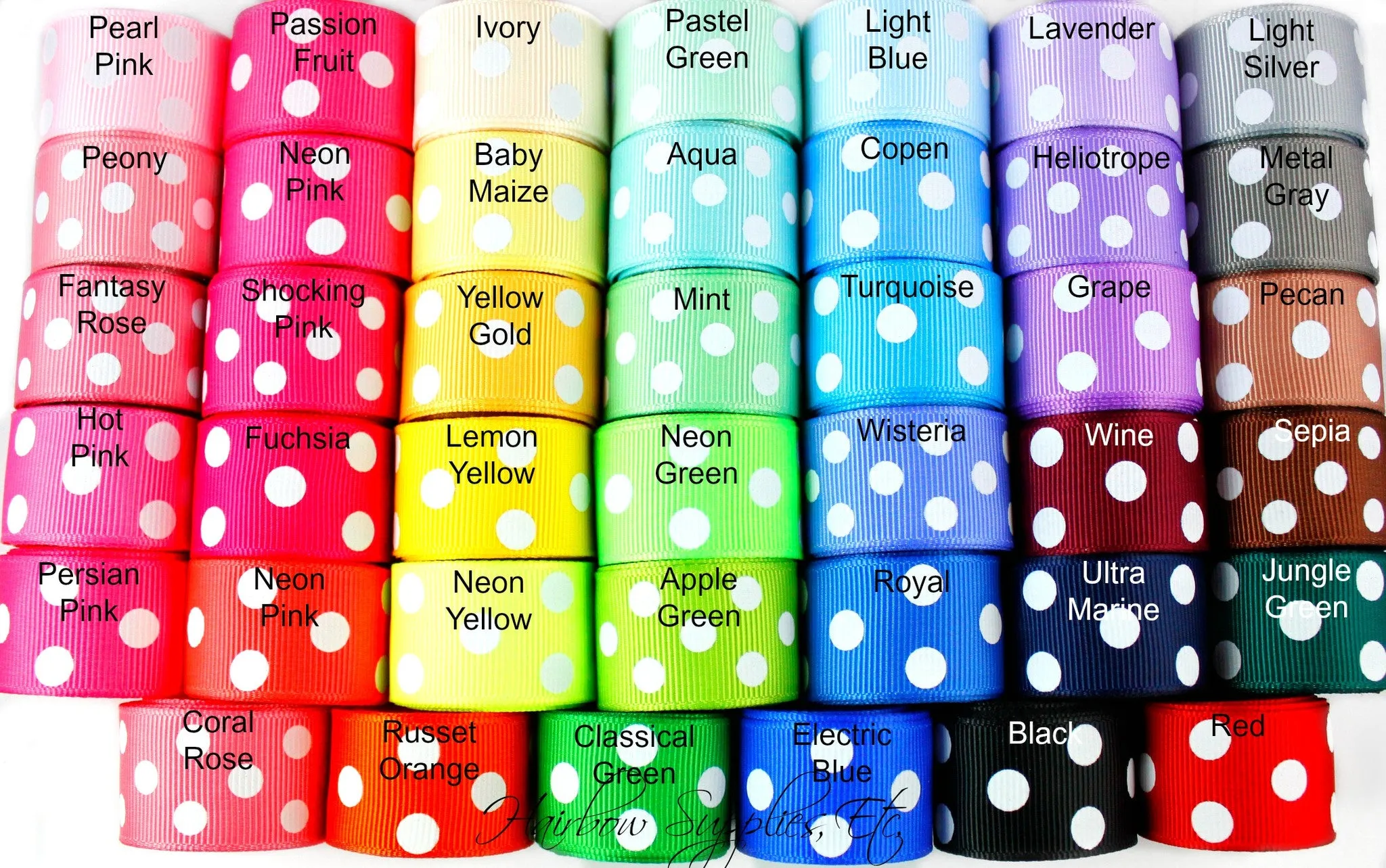 Grosgrain Ribbon - Polka Dots 7/8 inch