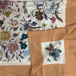 Gucci Flora Silk Scarf with Orange Rose Trim