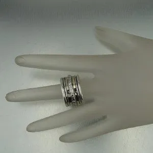 Hadar Designers Handmade 9k Yellow Gold Silver CZ Swivel Ring 6,7,8,9,10 (I r551