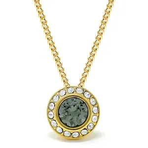 Halo Pave Pendant Necklace with Black Diamond Round Crystals from Swarovski Gold Plated