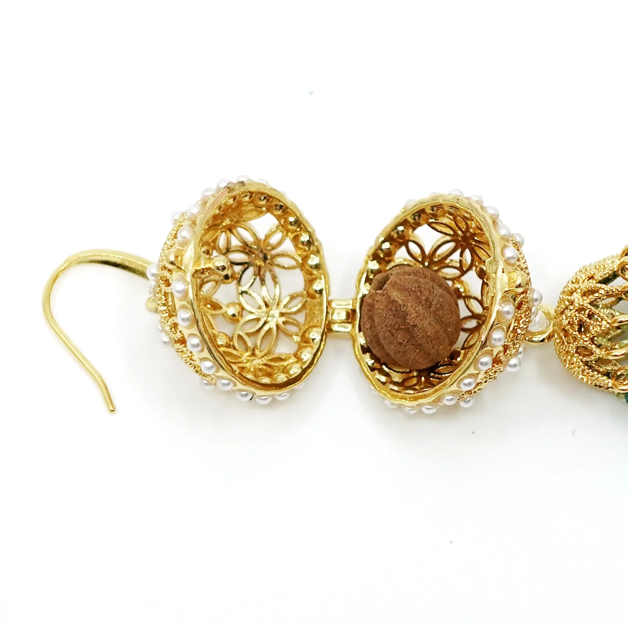 Herbal Locket Gemstone Tassel Earrings - Lavender Zircon