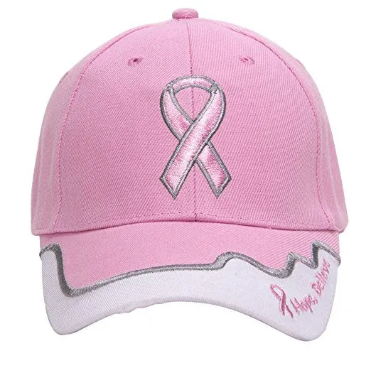Hope Believe Pink Ribbon Hat Cap