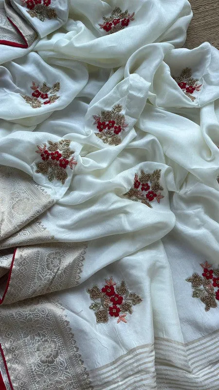 Introducing Pure Dola Silk Saree with Beautiful Zardosi Work