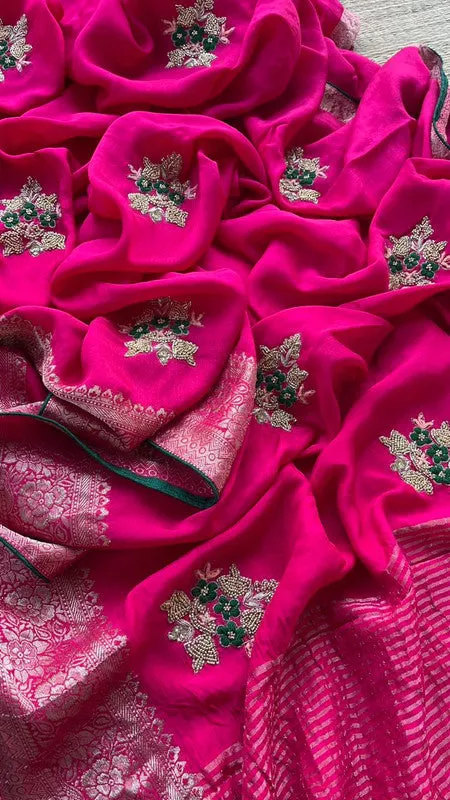 Introducing Pure Dola Silk Saree with Beautiful Zardosi Work
