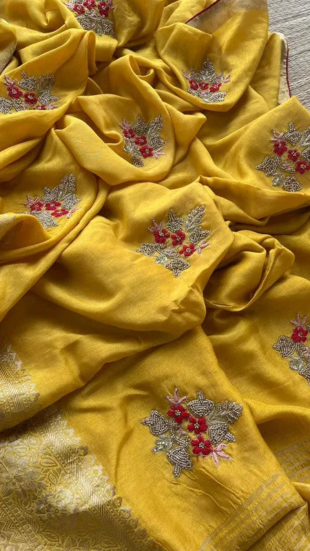 Introducing Pure Dola Silk Saree with Beautiful Zardosi Work