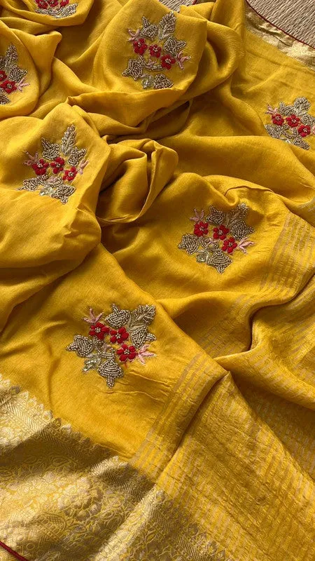 Introducing Pure Dola Silk Saree with Beautiful Zardosi Work