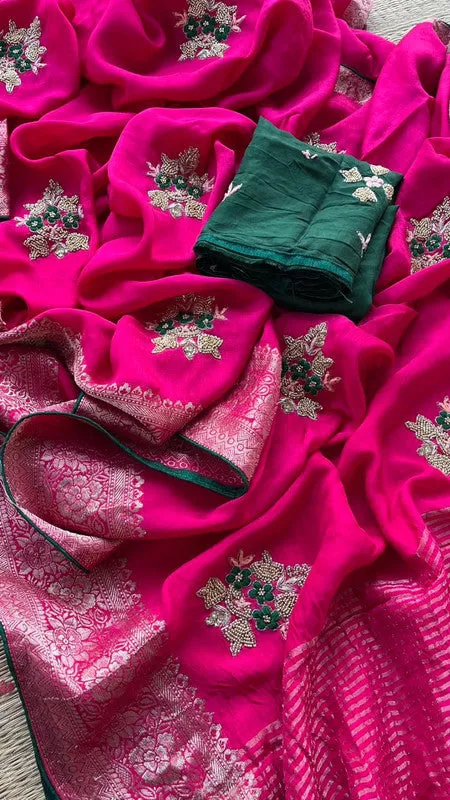 Introducing Pure Dola Silk Saree with Beautiful Zardosi Work