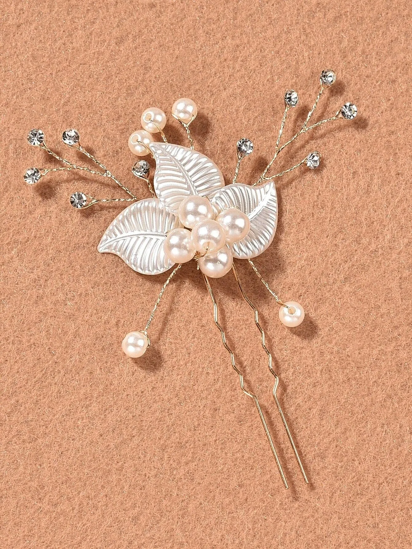 Ivory Pearl Leaf Bridal 2 PC Hairpin Set, Wedding Off White Pearl Flower Hair Pin, Bride Floral Pearl Hairpiece