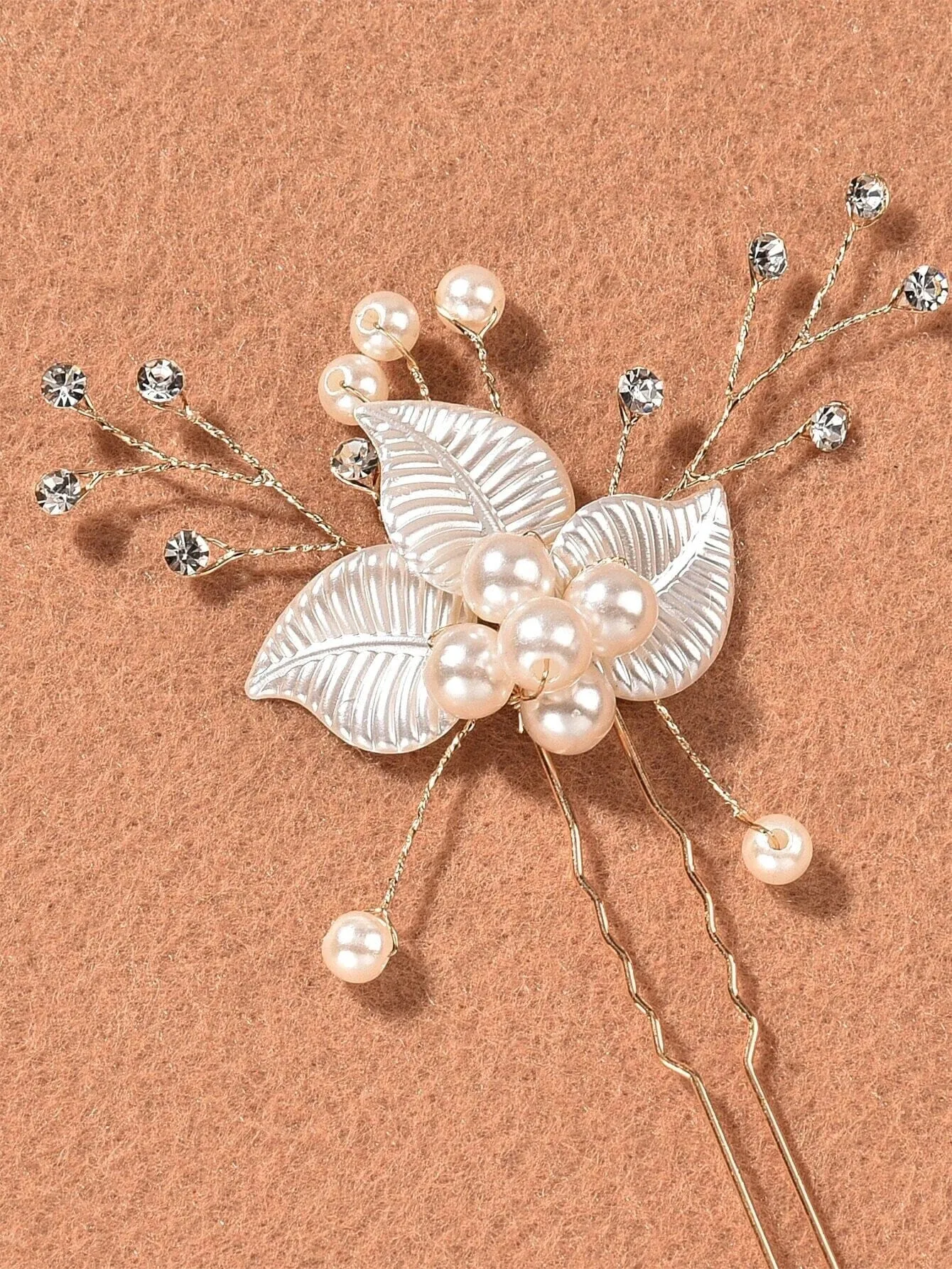 Ivory Pearl Leaf Bridal 2 PC Hairpin Set, Wedding Off White Pearl Flower Hair Pin, Bride Floral Pearl Hairpiece