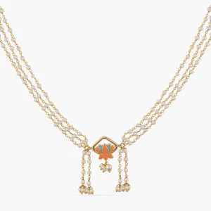 Jalaja Center Lotus Multi Layered Pearl Necklace