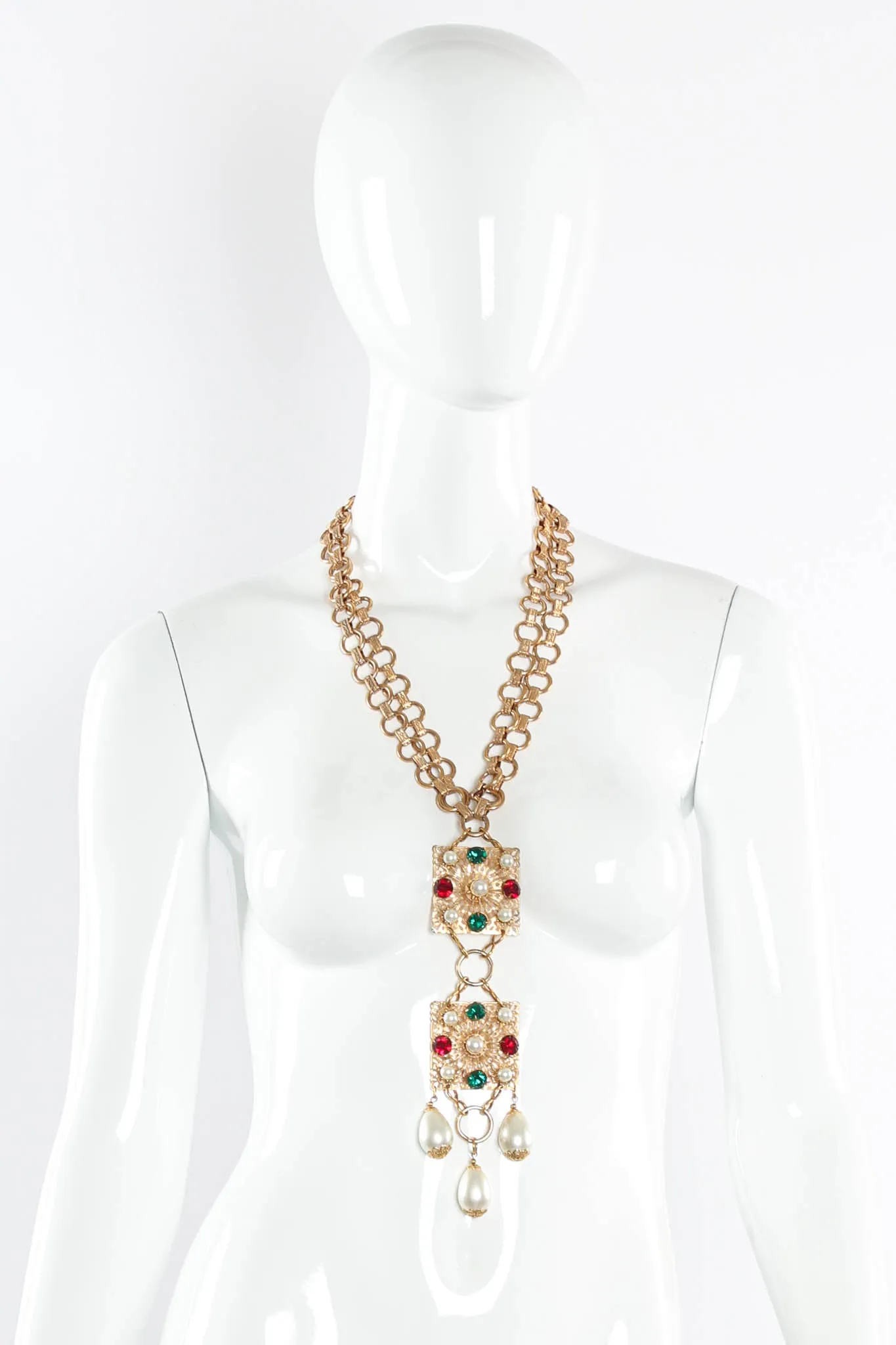 Jeweled Filigree Pendant Necklace
