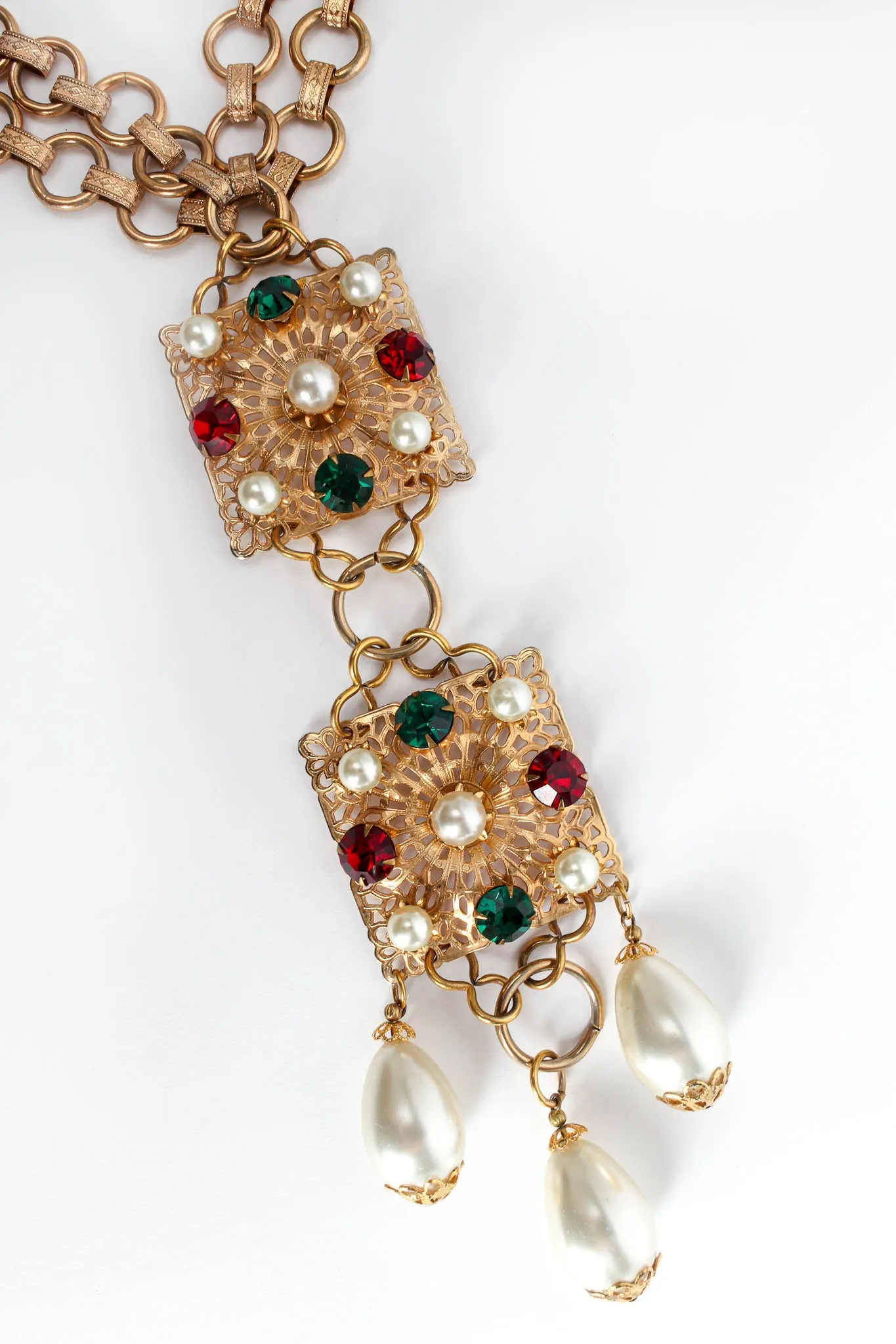Jeweled Filigree Pendant Necklace