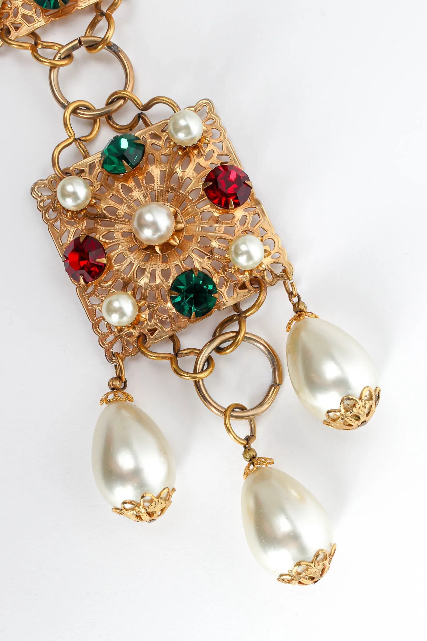 Jeweled Filigree Pendant Necklace