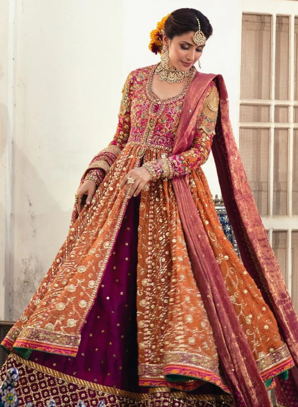 Kalidaar Heavy Embroidered Bridal Lehenga #B2023