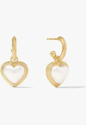Lace Heart Hoop and Charm Earring Mother of Pearl