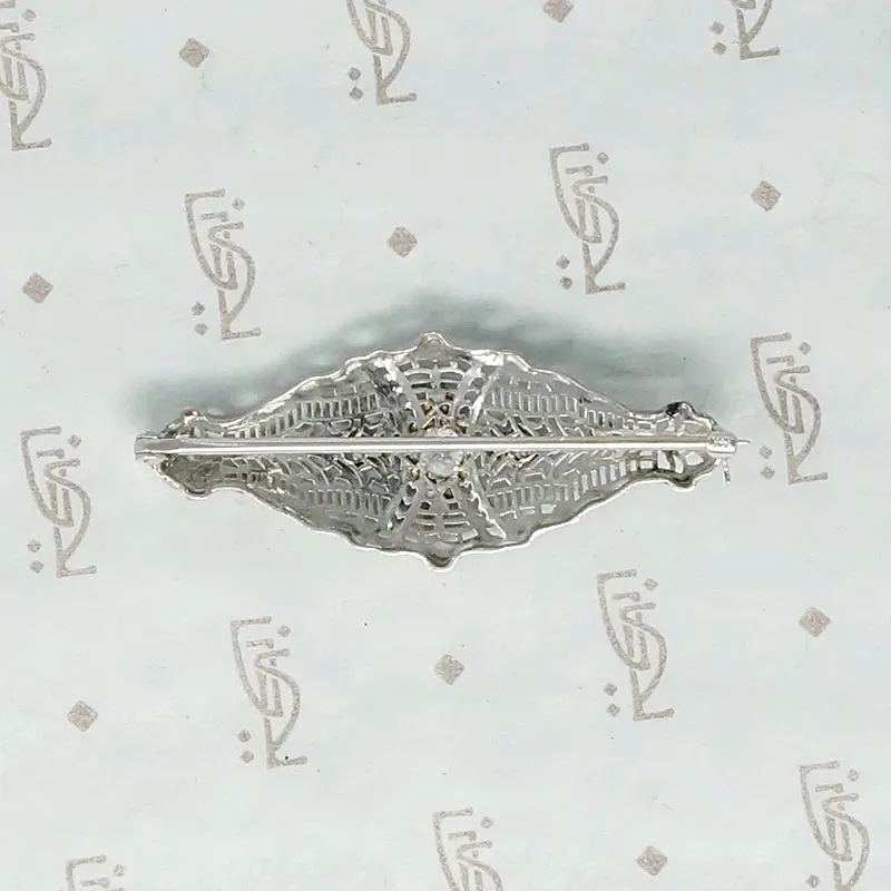 Lacy Art Deco Filigree and Diamond Brooch
