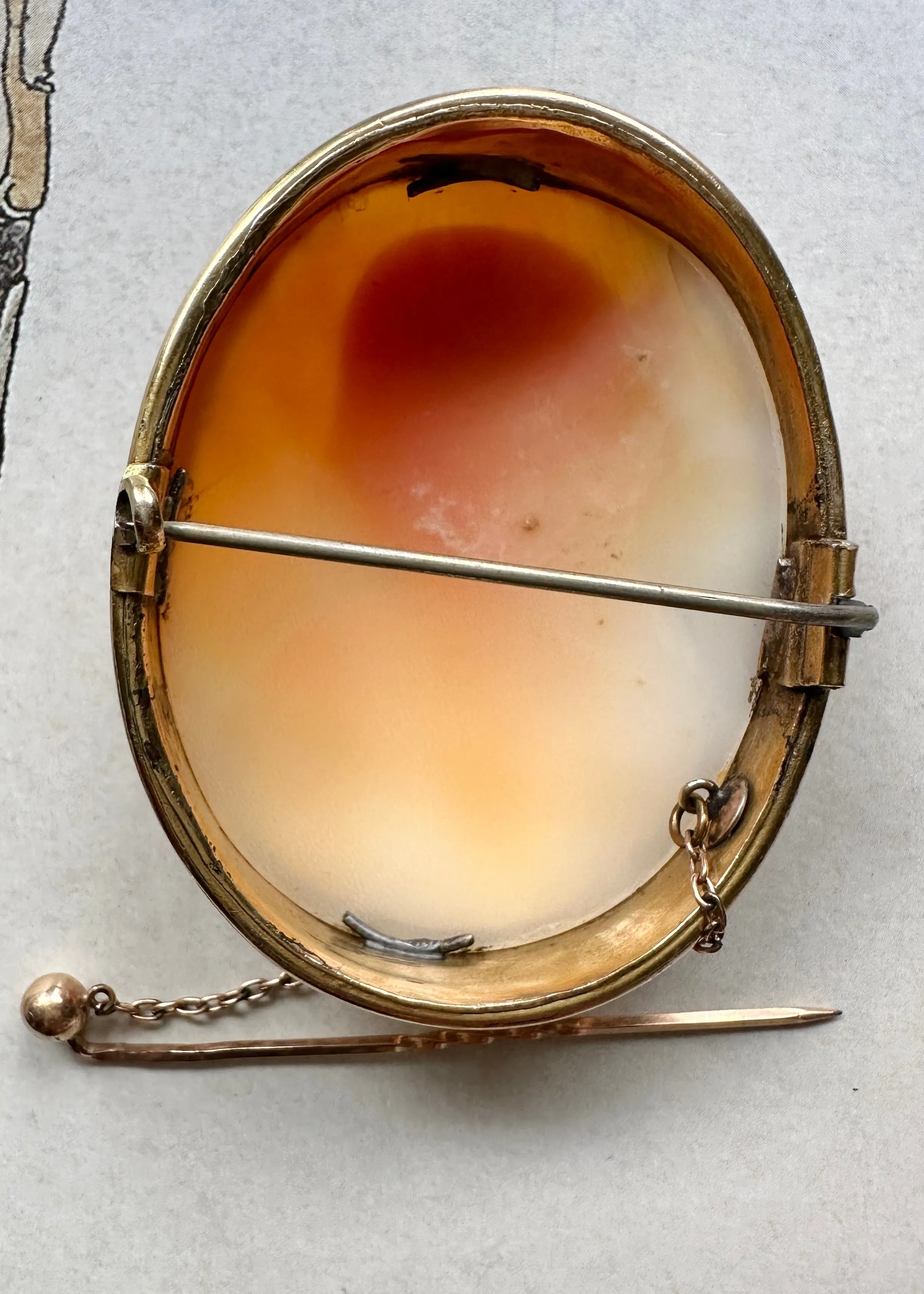 Large 15k Gold and Shell Victorian Goddess Cameo