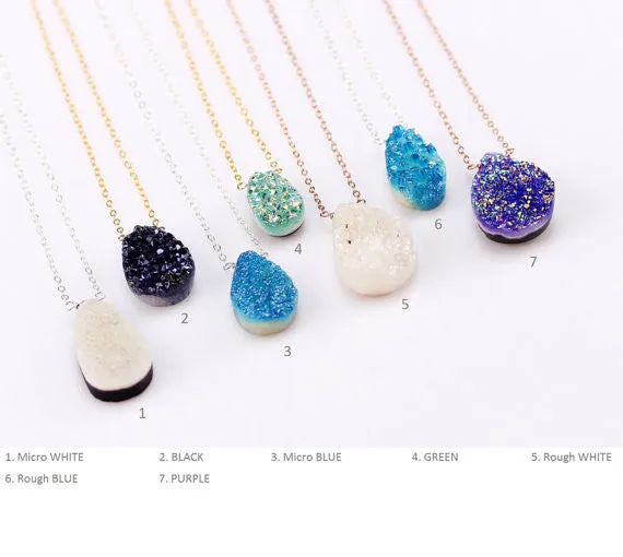 Layered Boho Druzy CZ Diamond Necklace
