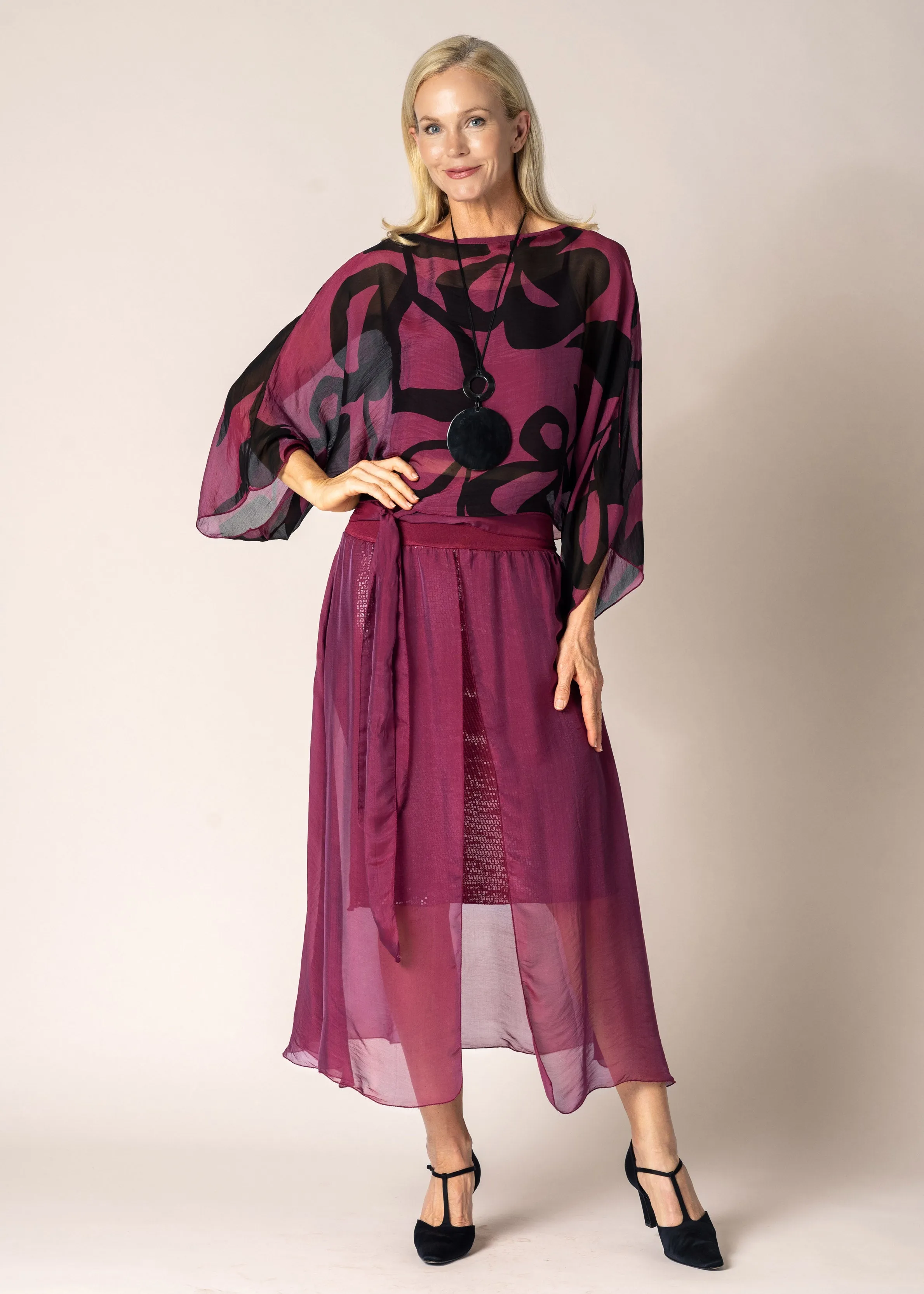 Lidia Skirt in Mulberry Wine