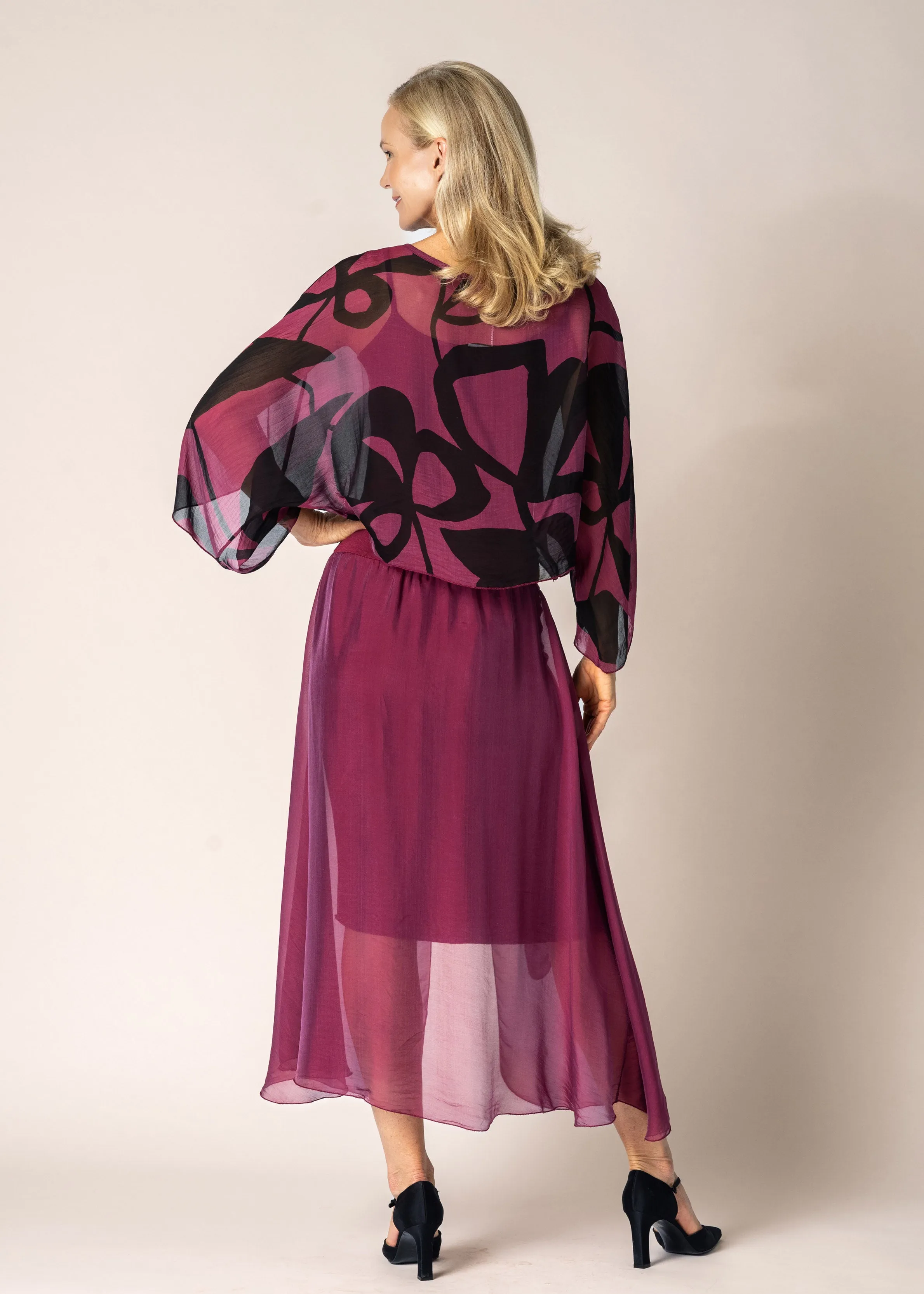 Lidia Skirt in Mulberry Wine