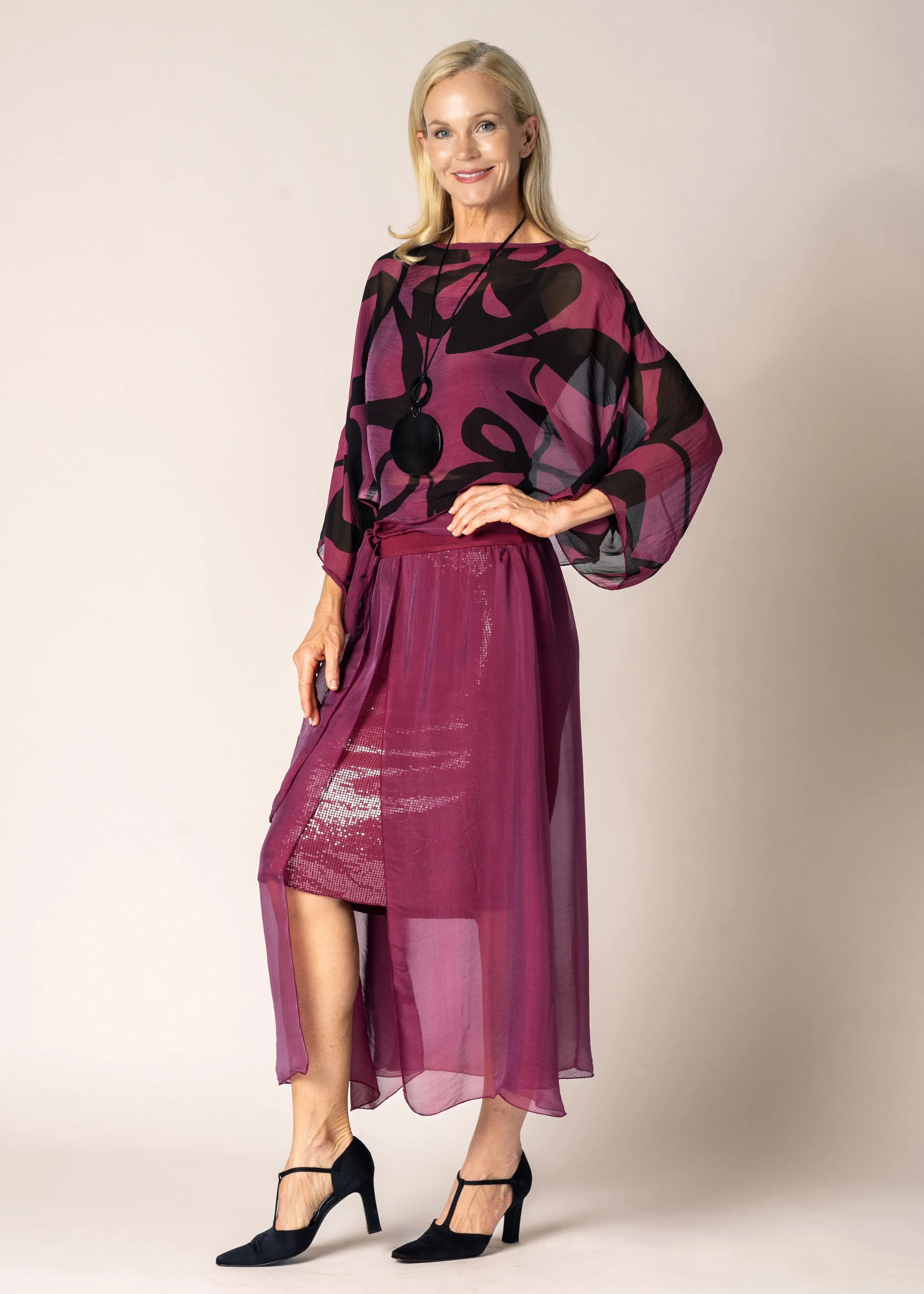 Lidia Skirt in Mulberry Wine