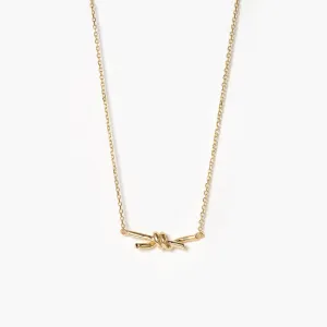 Love Knot 14K Gold Knot Charm Tied Knot Necklace