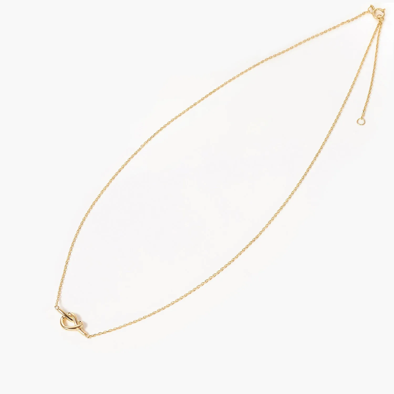 Love Knot Necklace 14K Gold Plated, Heart Knot Pendant Simple Style Cute Necklace
