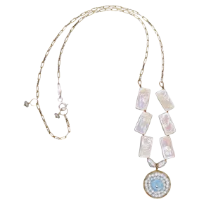 Lovely Day: aquamarine   pearl mosaic necklace