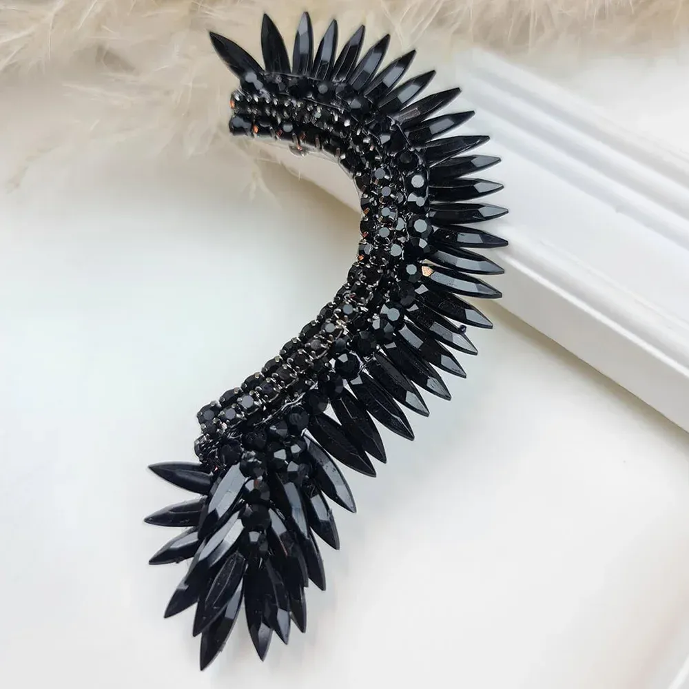 Luxury Black Rhinestone Ear Clip Earrings