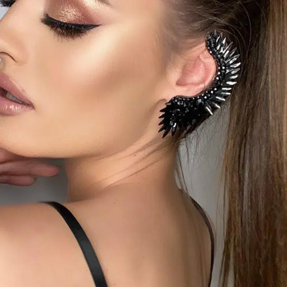 Luxury Black Rhinestone Ear Clip Earrings
