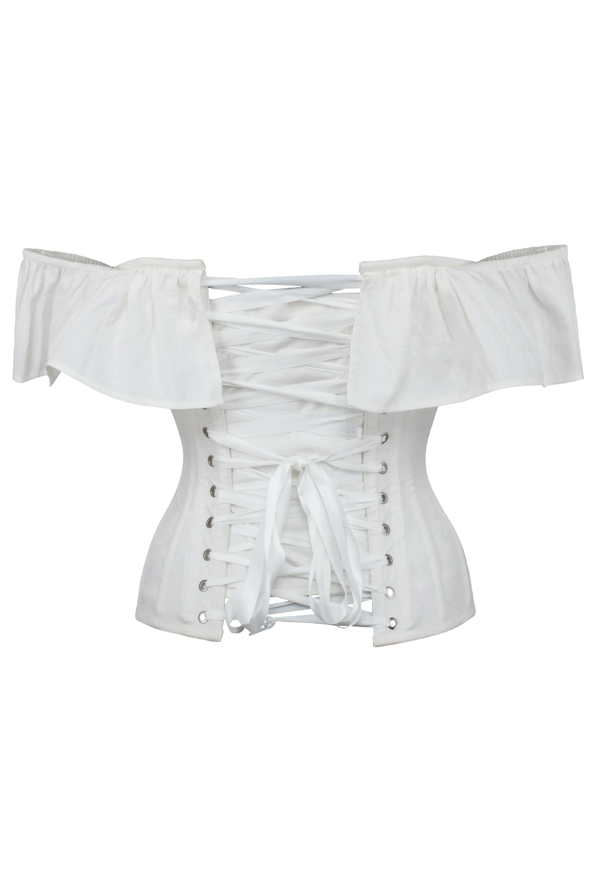 Marigold White Cotton Corset Top with Frill Sleeves