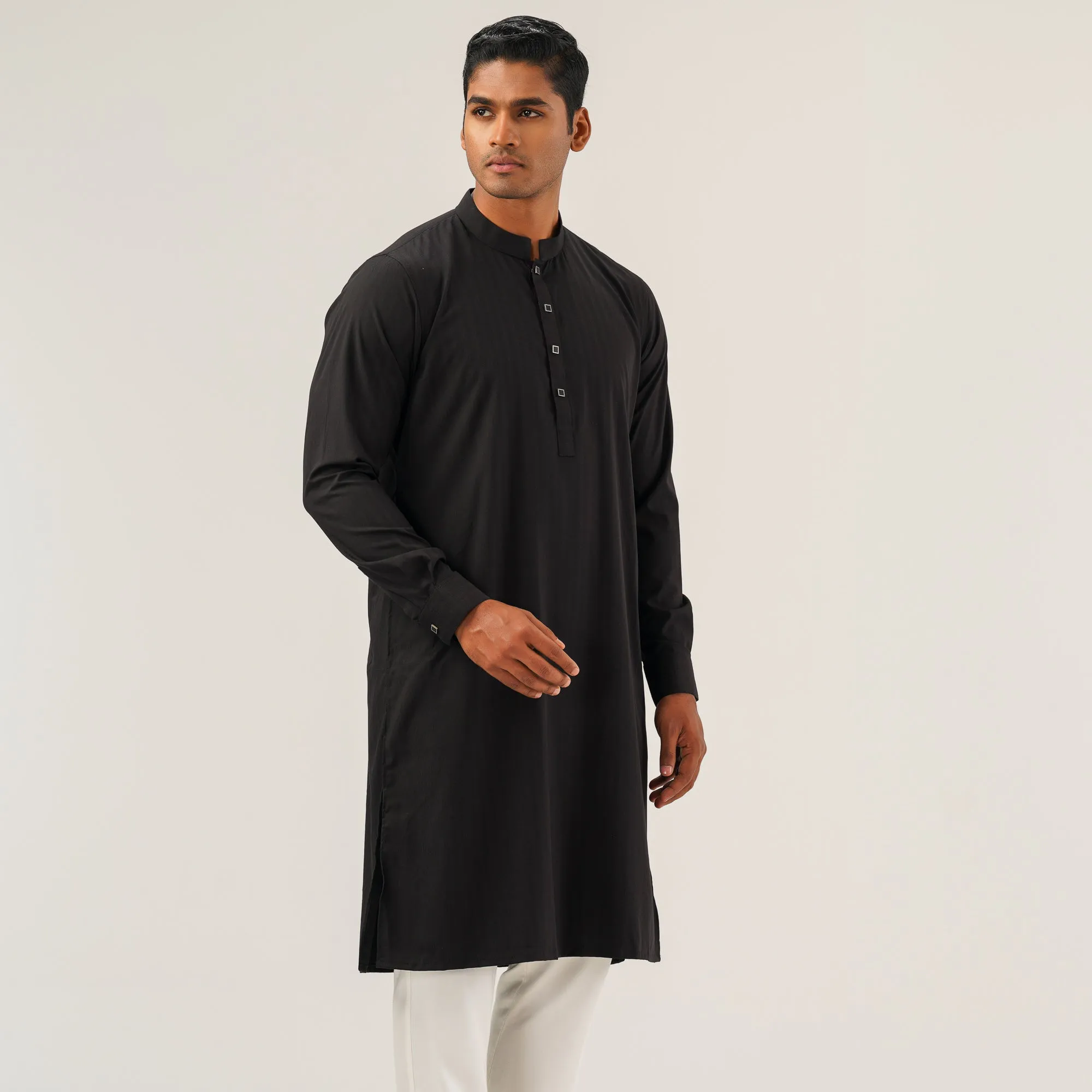 Mens Black Slim Panjabi