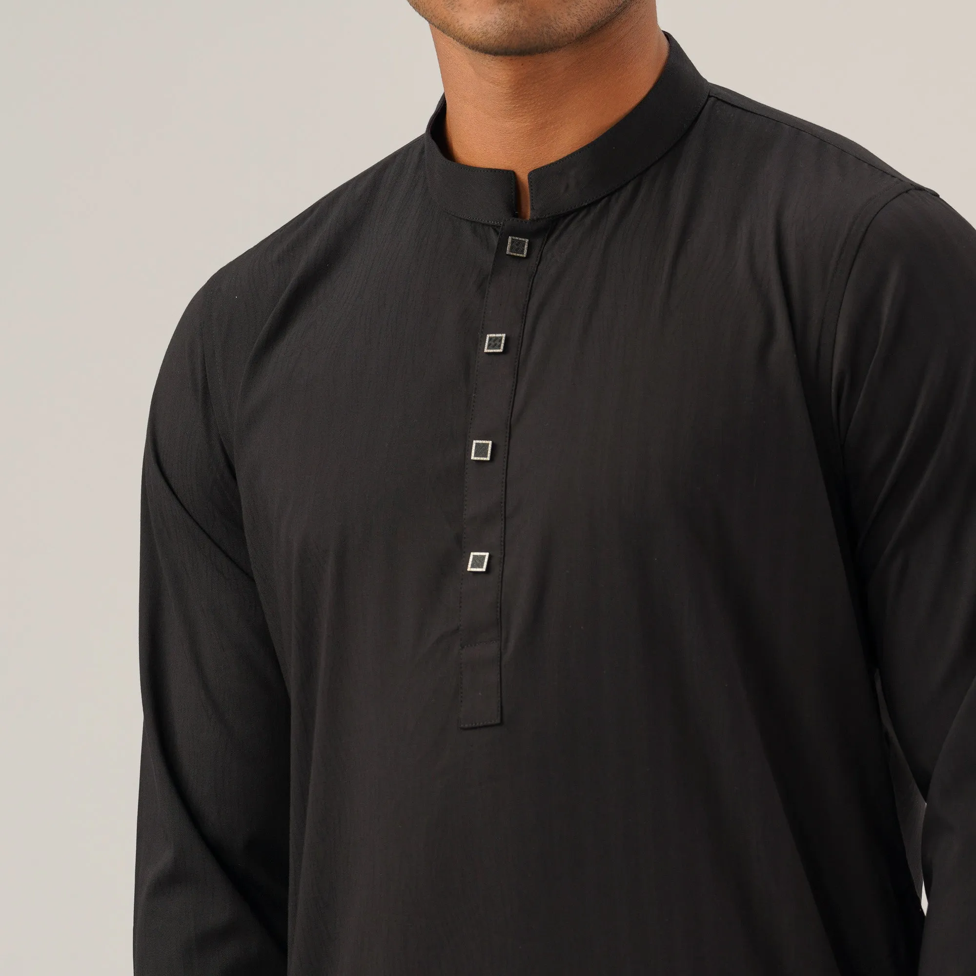 Mens Black Slim Panjabi
