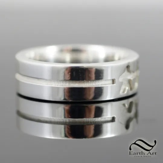 Mens Board Game ring - Sterling Silver or gold - Simple modern band