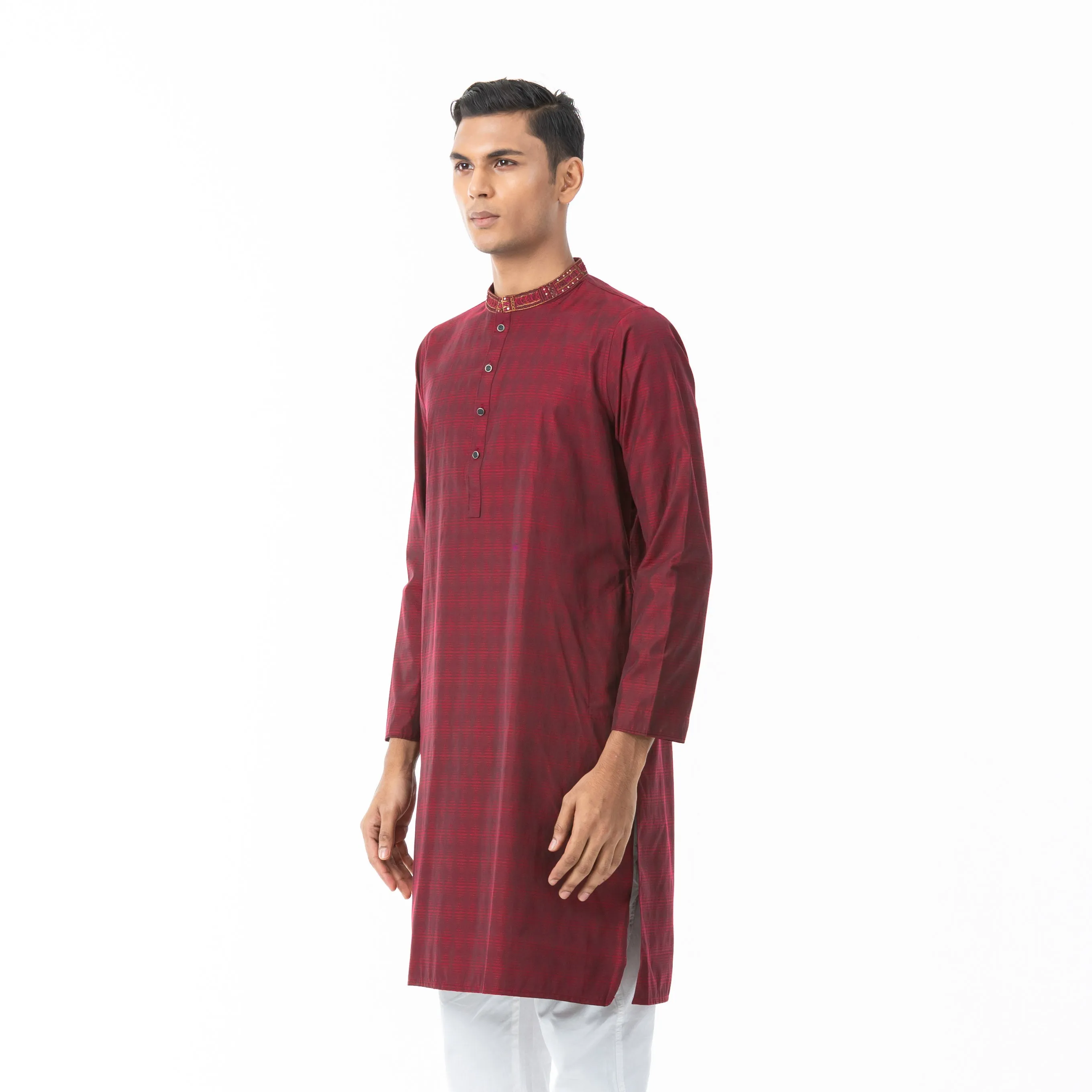 Mens Maroon Karchupi Panjabi