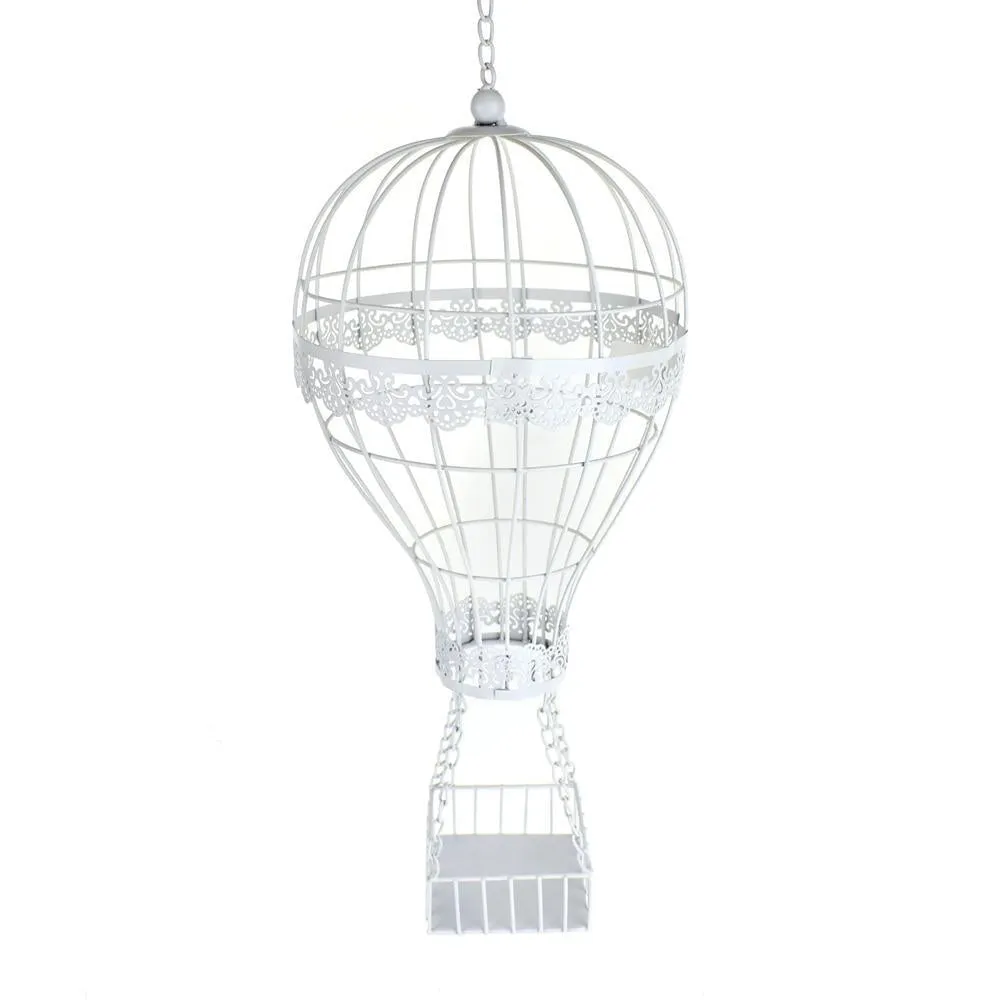 Metal Wire Hot Air Balloon, White, 36-Inch