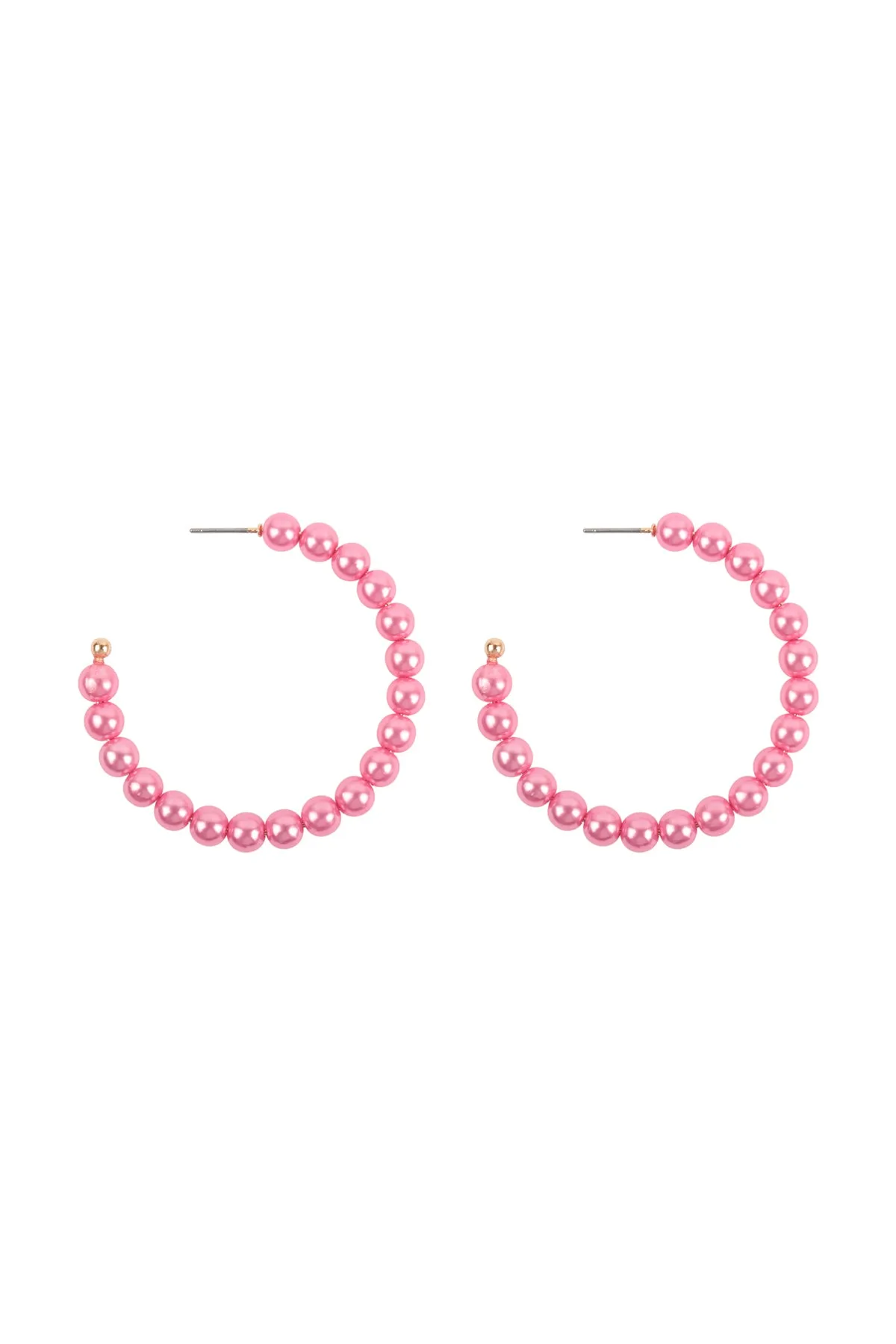 METALLIC PEARL HOOP EARRINGS