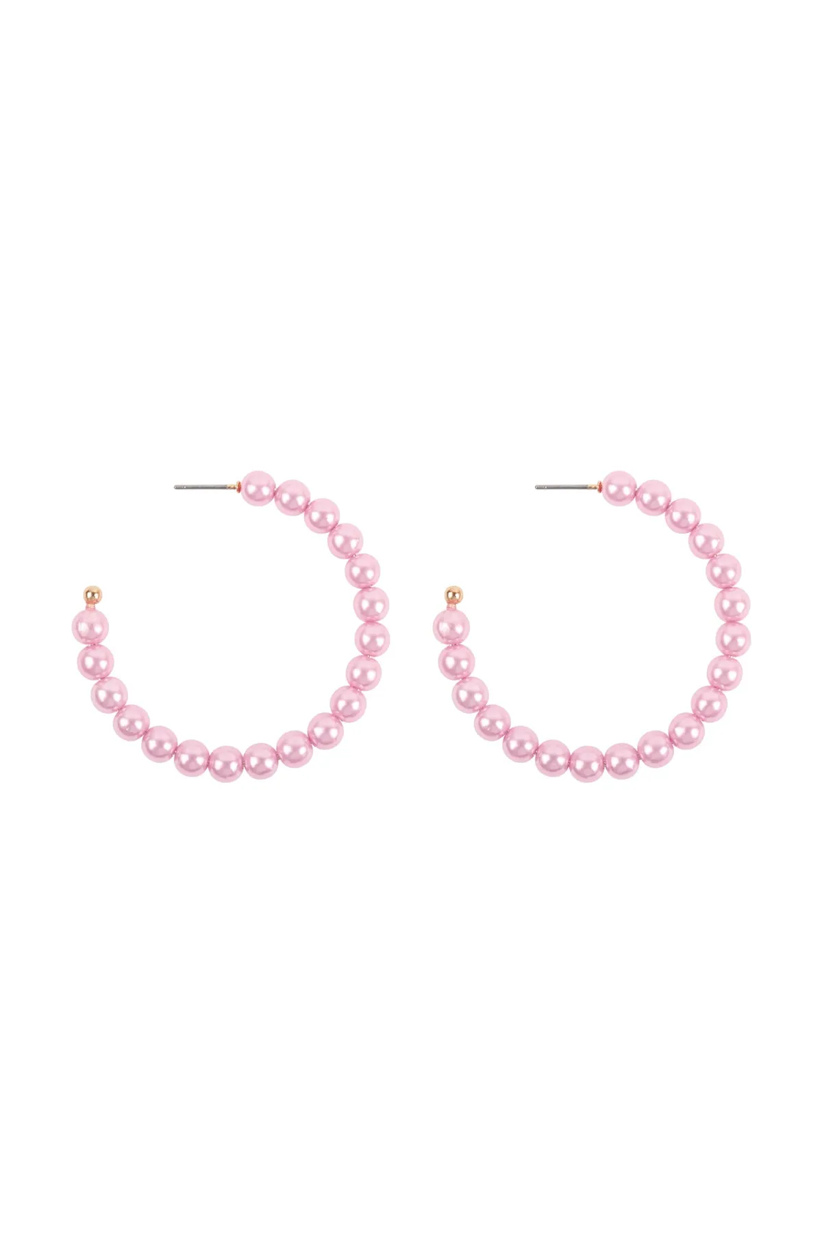METALLIC PEARL HOOP EARRINGS
