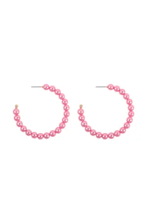 METALLIC PEARL HOOP EARRINGS
