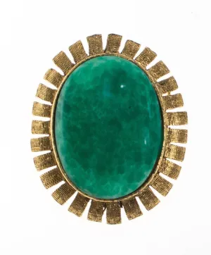 Mid Century Modern Faux Jade Brooch Pendant