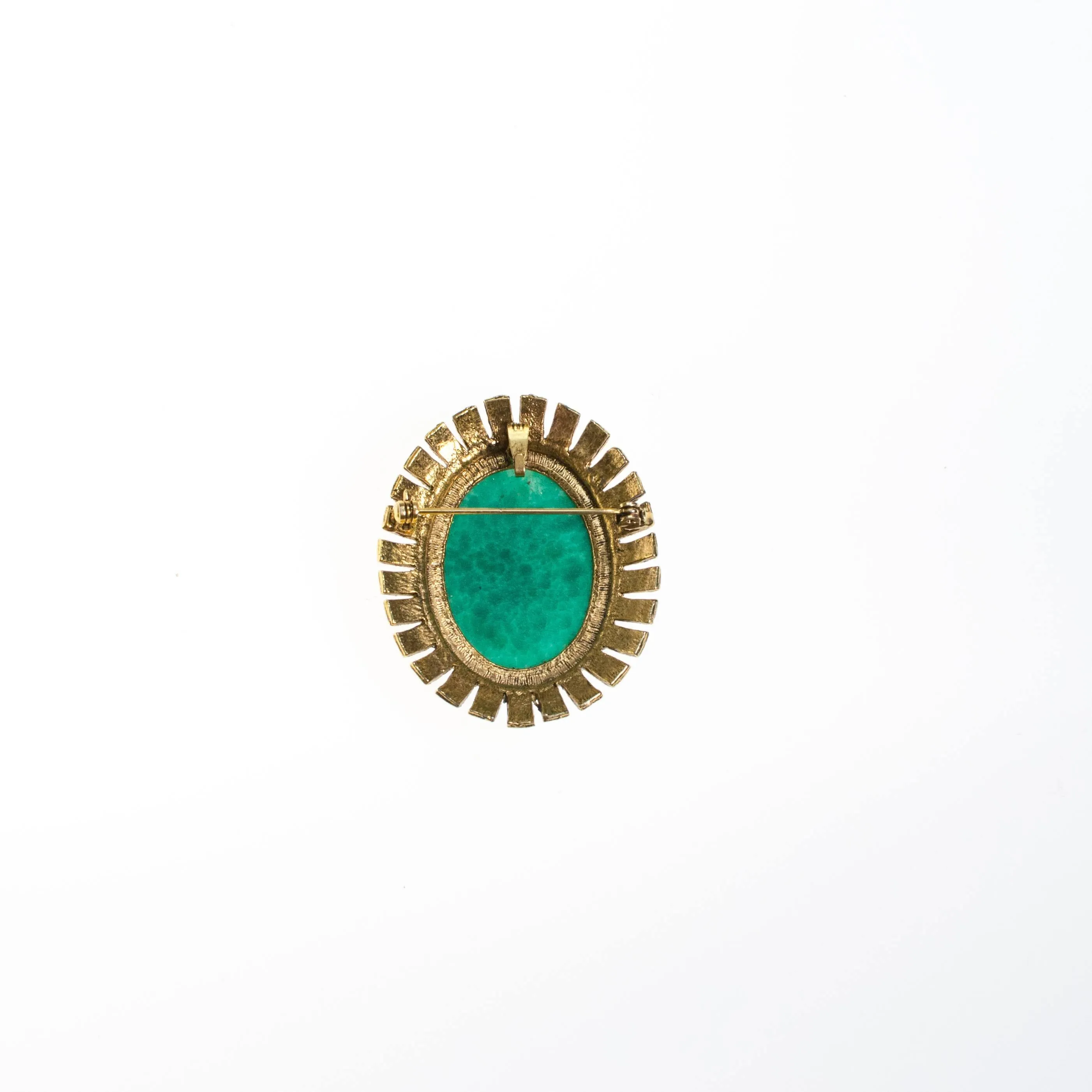 Mid Century Modern Faux Jade Brooch Pendant